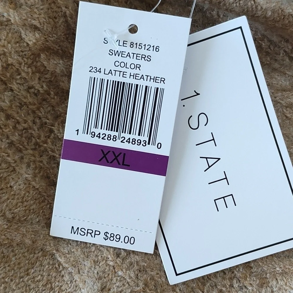 New 1 State Tan Heather Soft Sweater Size XXL